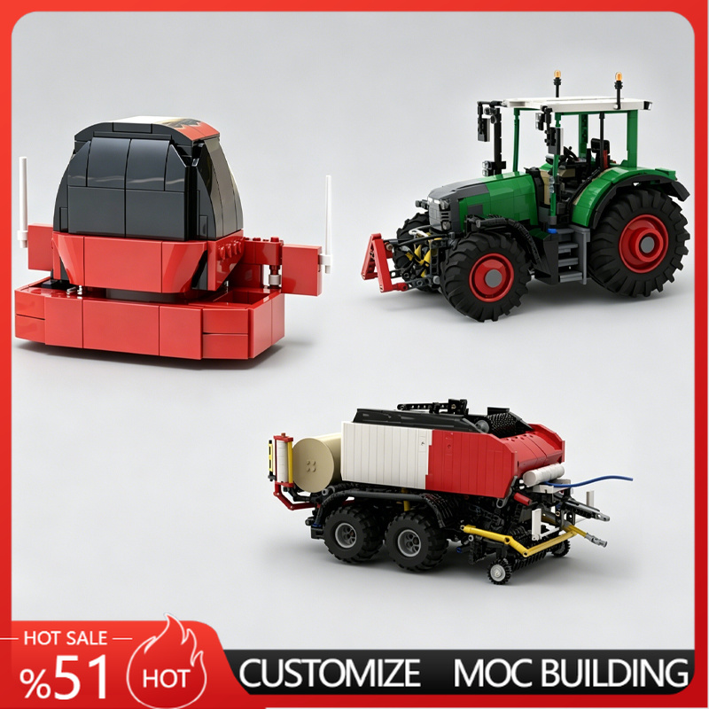 Farming Agriculture Model - 새로운 녹색 농장 트랙터와 빨간색 베일러