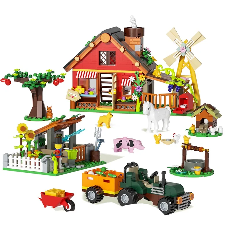 창의적인 풍차 농가 빌딩 블록 모델(농업용 자동차, 동 - Farming Agriculture Model 리뷰 및 가격