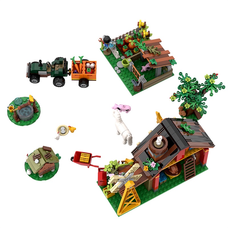 창의적인 풍차 농가 빌딩 블록 모델(농업용 자동차, 동 - Farming Agriculture Model 리뷰 및 가격
